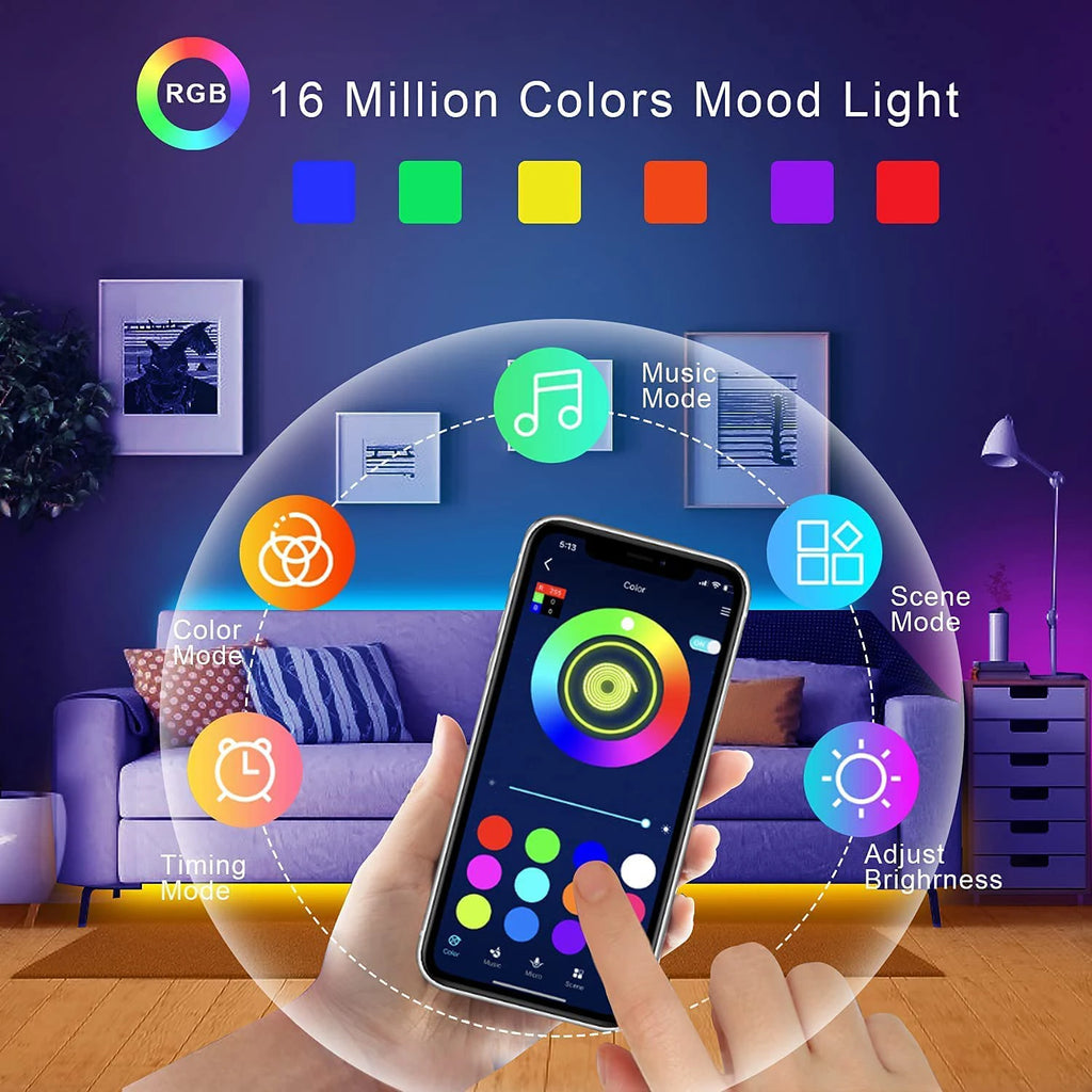 RGB LED Strip Lights with Remote – Colour Changing Room Lighting