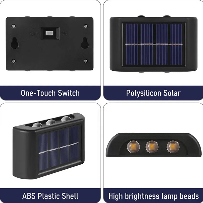 Solar LED Up & Down Wall Lights – Warm White Outdoor Lighting