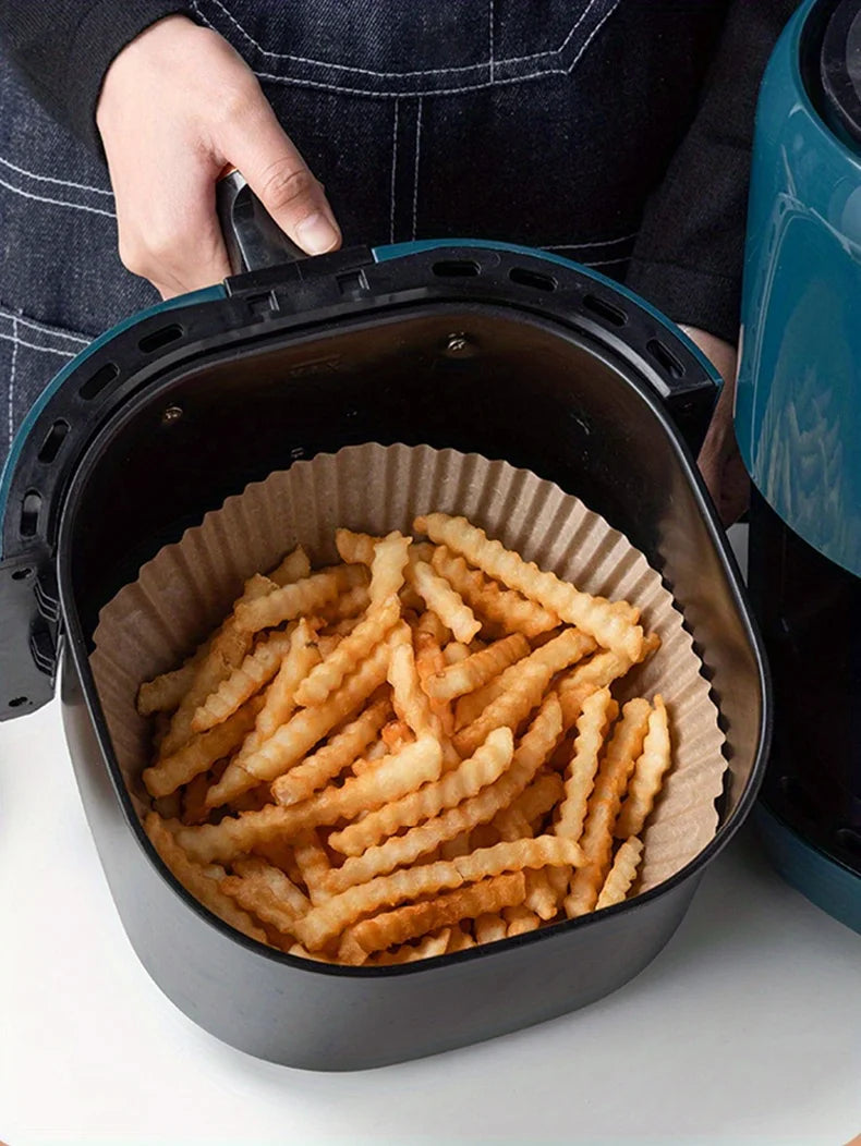 50 Pack Disposable Air Fryer Paper Liners – Non-Stick Baking Sheets
