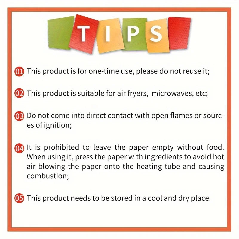 50 Pack Disposable Air Fryer Paper Liners – Non-Stick Baking Sheets