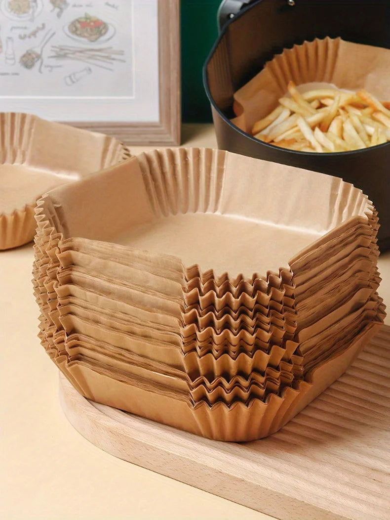 50 Pack Disposable Air Fryer Paper Liners – Non-Stick Baking Sheets