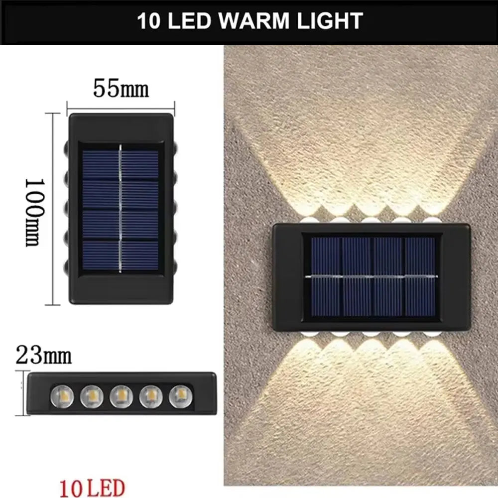 Solar LED Up & Down Wall Lights – Warm White Outdoor Lighting