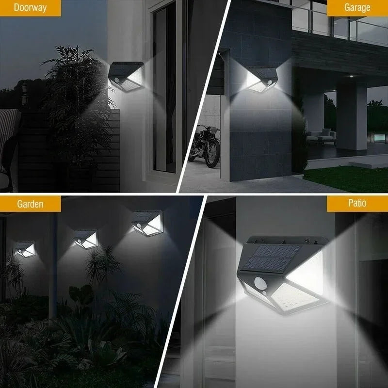 100 LED Solar Motion Sensor Lights – Outdoor Security Wall Lighting