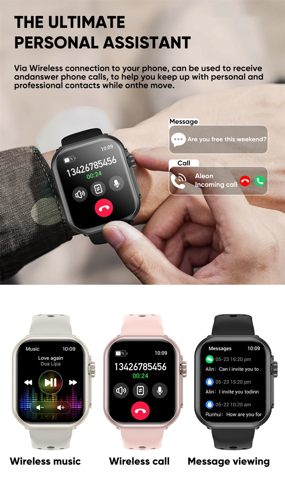 1.85-Inch HD Smartwatch for Men & Women
