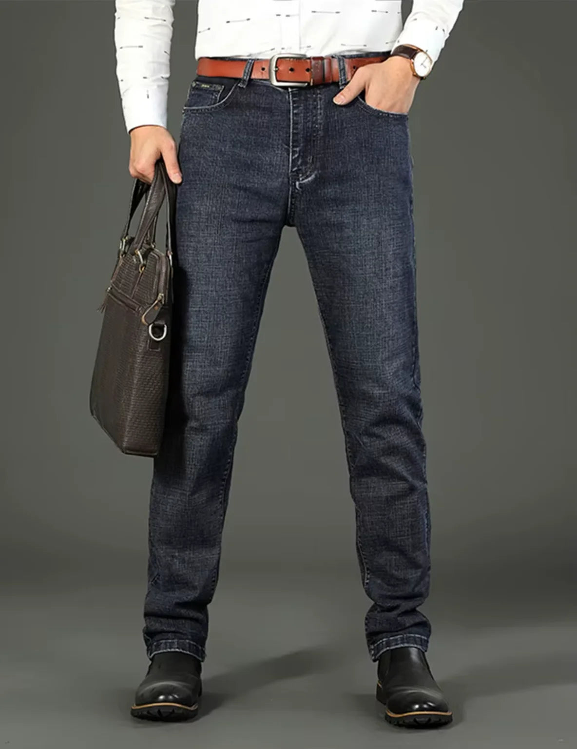 Men's Stretch Straight-Leg Business Jeans