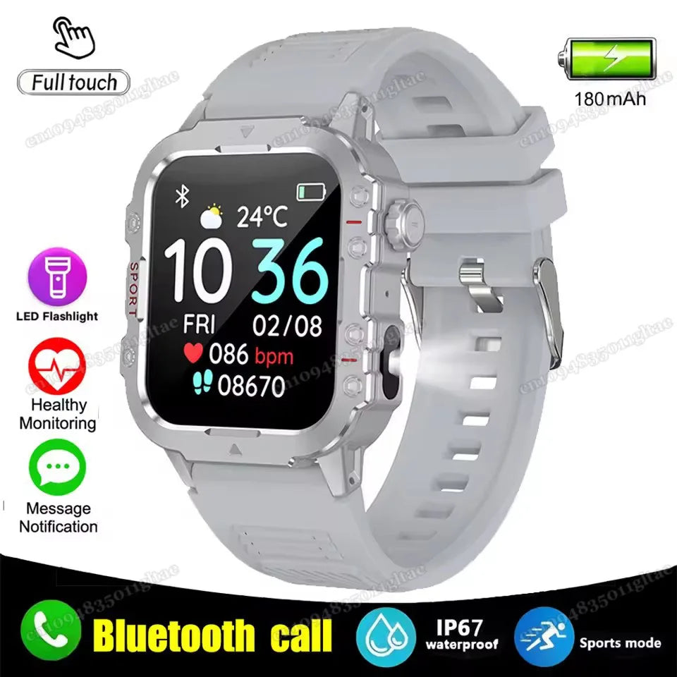Men's Rugged Smartwatch with GPS & Flashlight