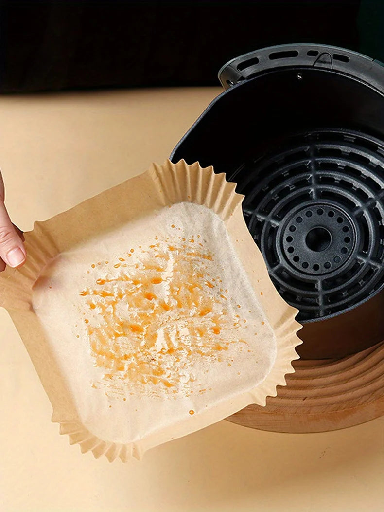 50 Pack Disposable Air Fryer Paper Liners – Non-Stick Baking Sheets
