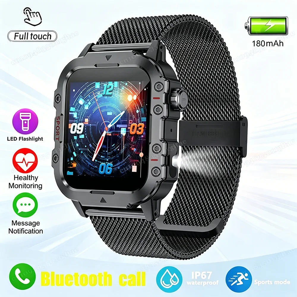 Men's Rugged Smartwatch with GPS & Flashlight
