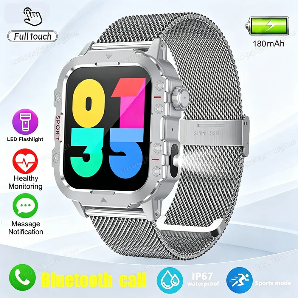 Men's Rugged Smartwatch with GPS & Flashlight