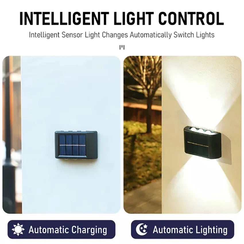 Solar LED Up & Down Wall Lights – Warm White Outdoor Lighting