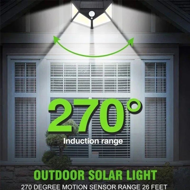 100 LED Solar Motion Sensor Lights – Outdoor Security Wall Lighting