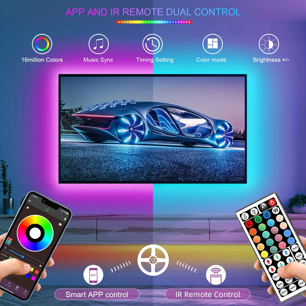 RGB LED Strip Lights with Remote – Colour Changing Room Lighting