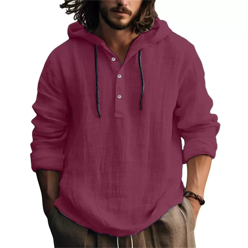 Men's Casual Cotton-Linen Long Sleeve Shirt