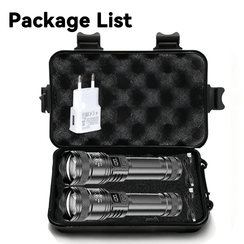 Rechargeable LED Tactical Flashlight with Display
