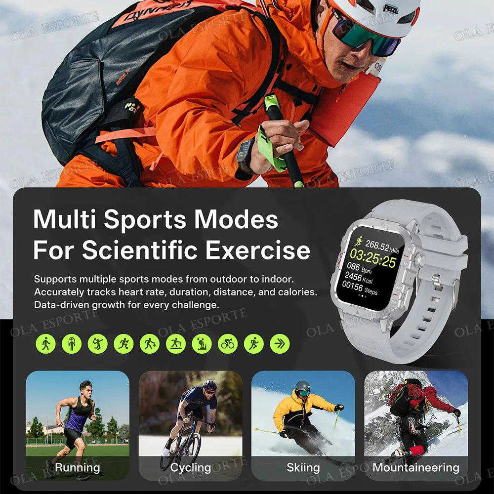 Men's Rugged Smartwatch with GPS & Flashlight