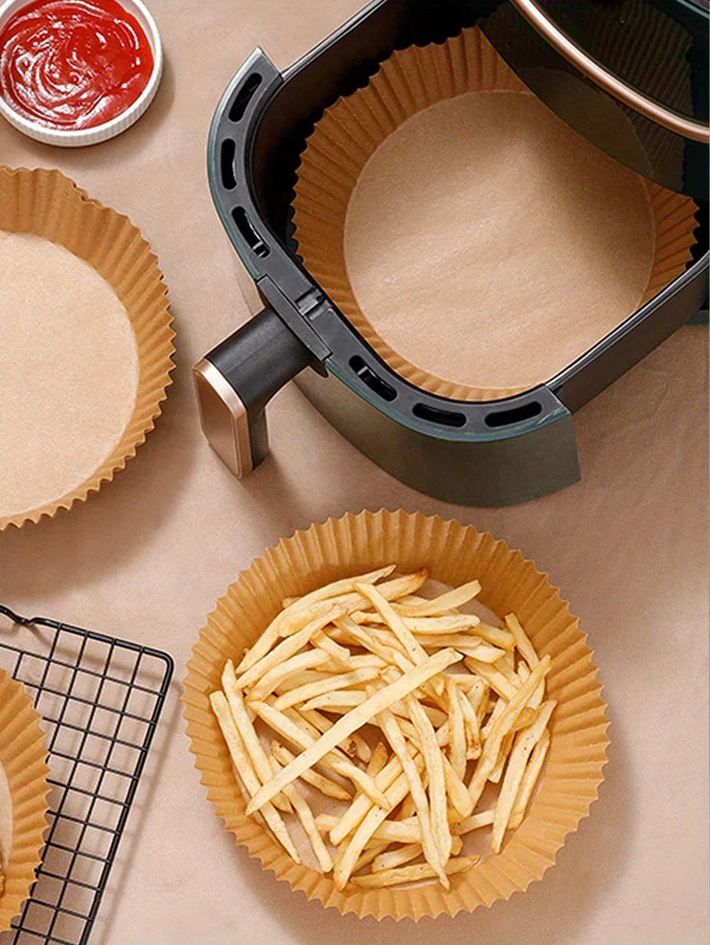 50 Pack Disposable Air Fryer Paper Liners – Non-Stick Baking Sheets