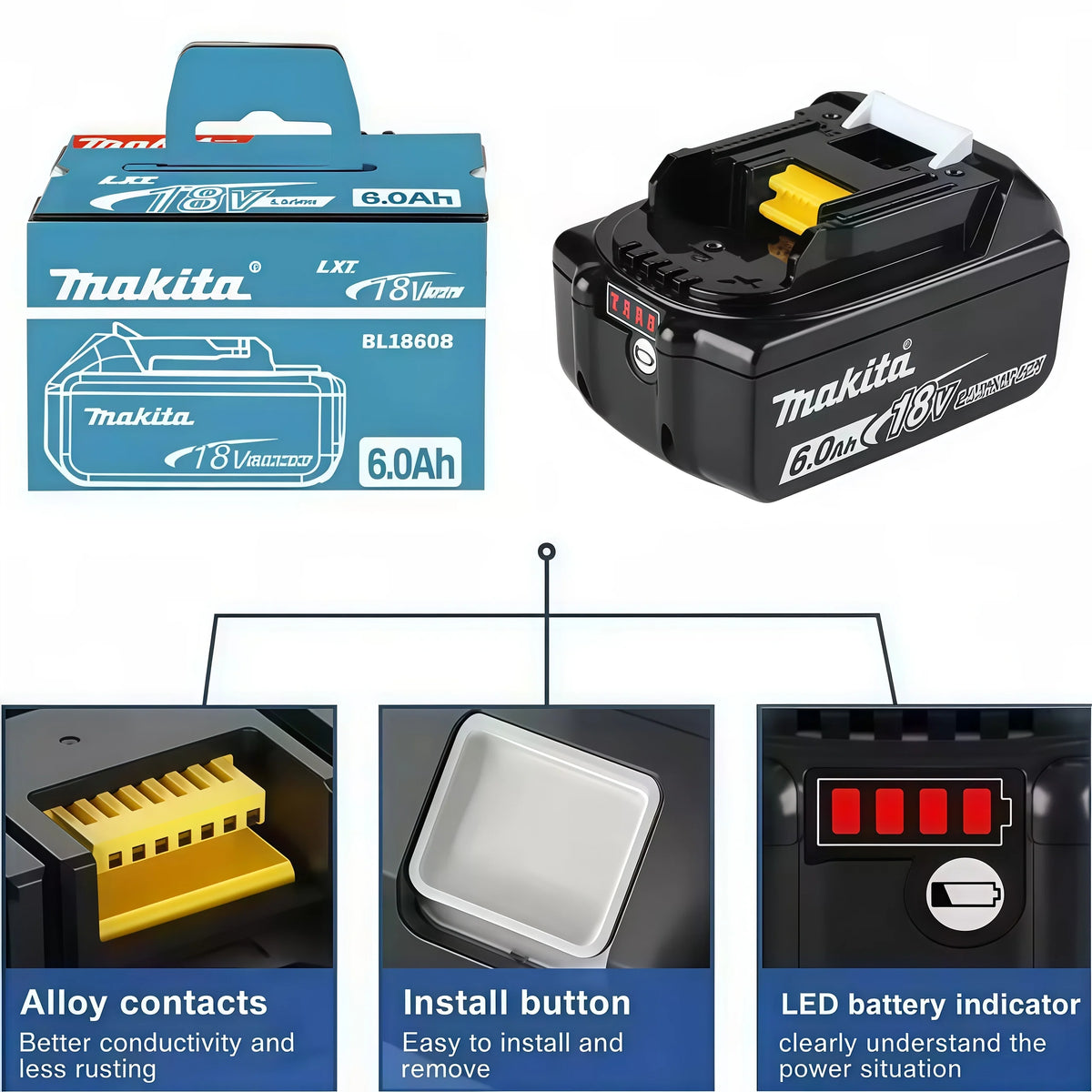 Makita BL1860B 18V 6Ah Lithium Battery