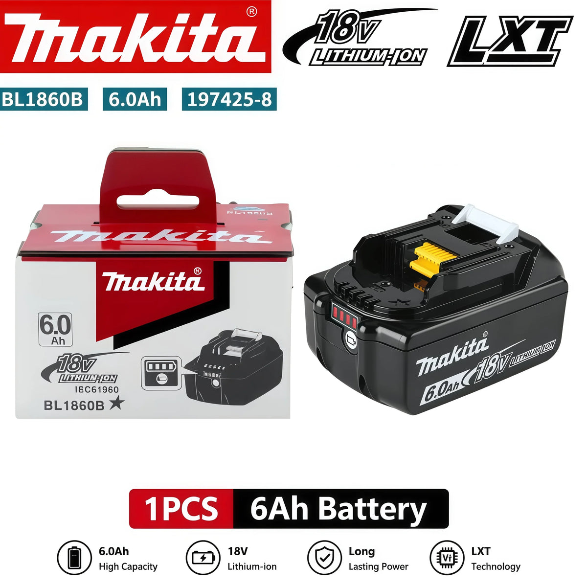 Makita BL1860B 18V 6Ah Lithium Battery