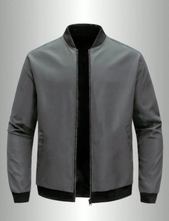 Men's Casual Zip-Up Jacket with Baseball Collar