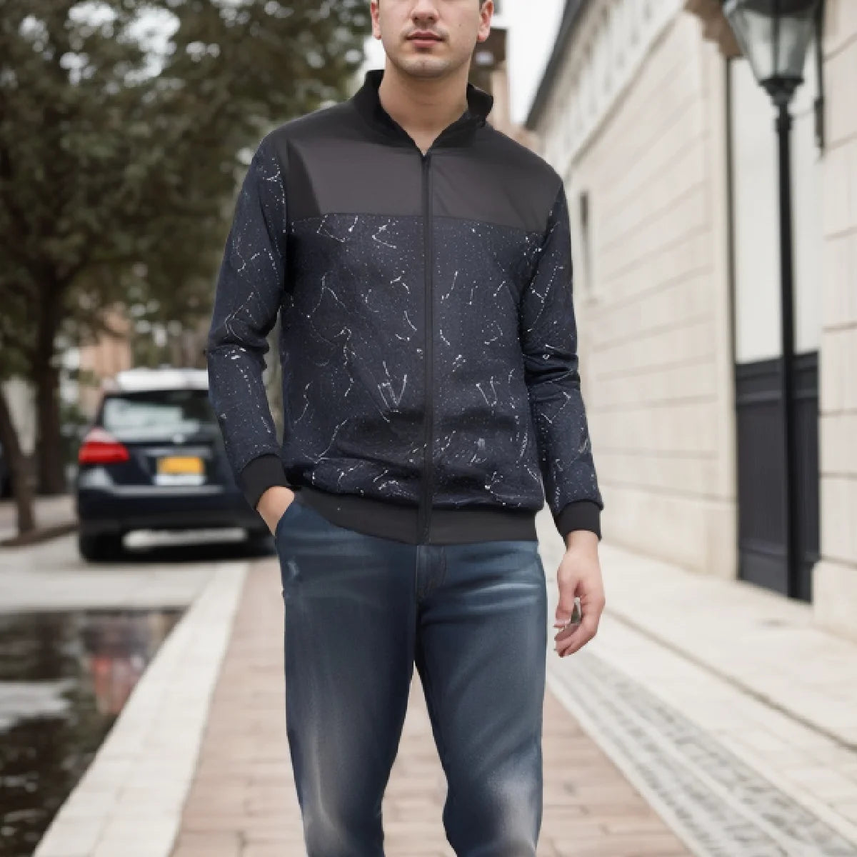Men's Casual Zip-Up Jacket with Baseball Collar