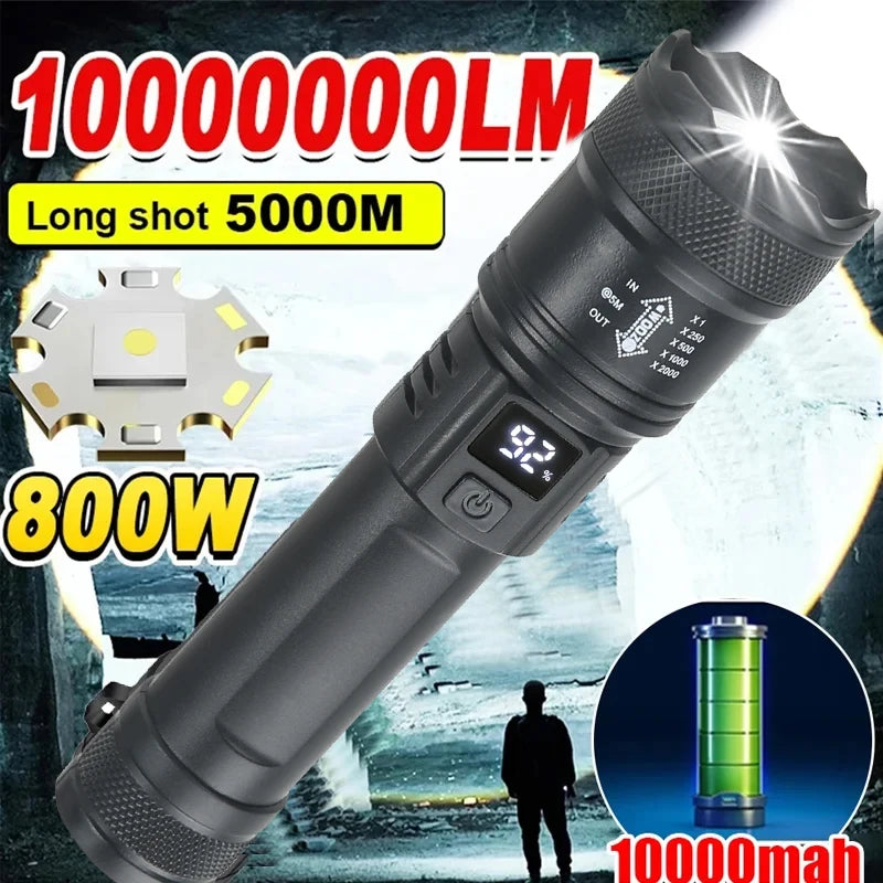 Rechargeable LED Tactical Flashlight with Display