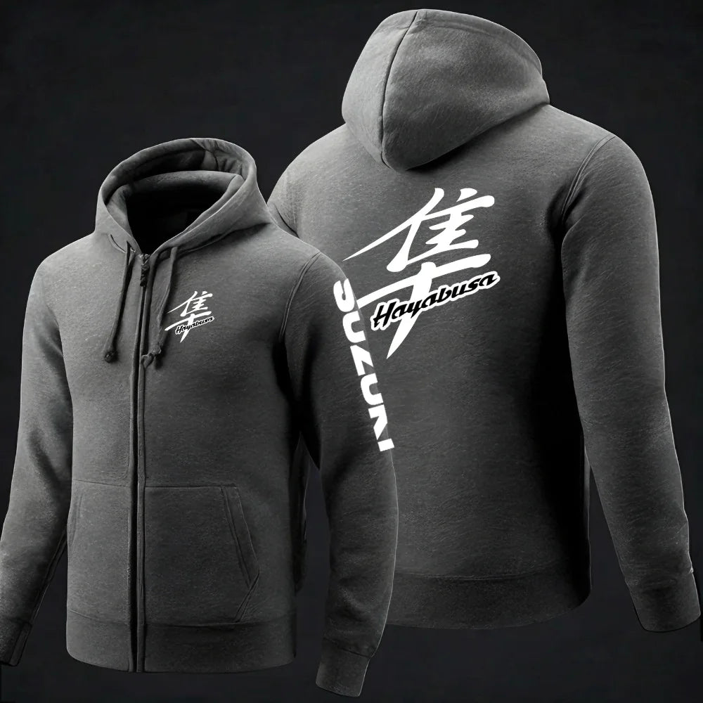 Men's Motorcycle-Inspired Casual Hoodie