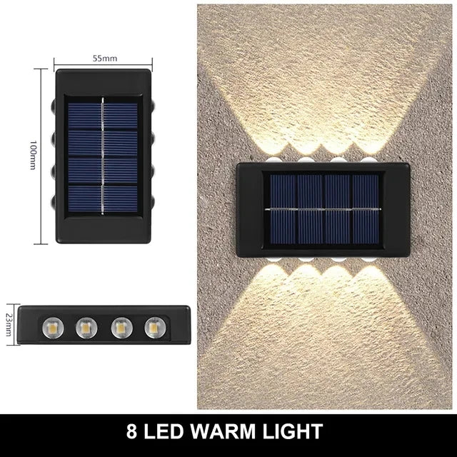 Solar LED Up & Down Wall Lights – Warm White Outdoor Lighting