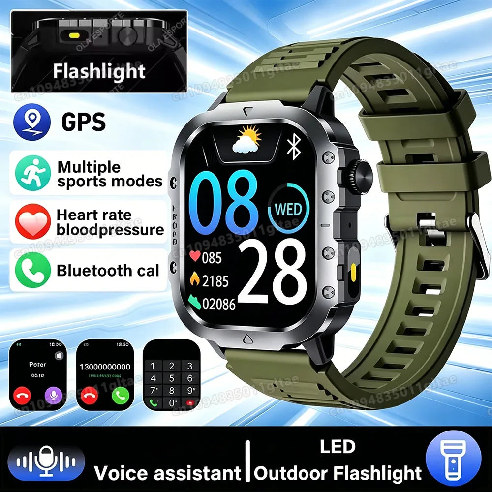 Men's Rugged Smartwatch with GPS & Flashlight