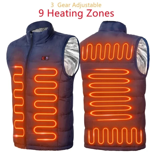 Unisex Electric Heated Vest with 9 Heating Zones