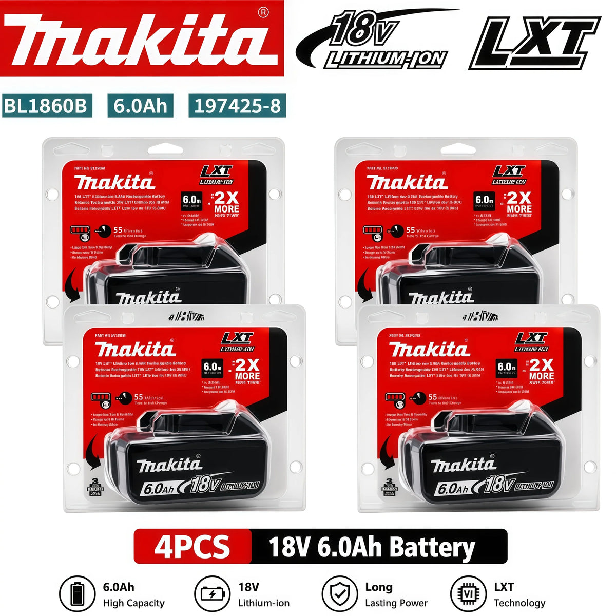 Makita BL1860B 18V 6Ah Lithium Battery