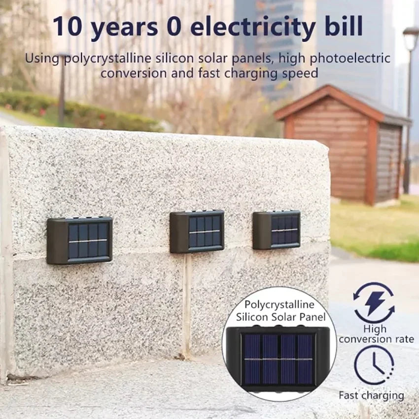 Solar LED Up & Down Wall Lights – Warm White Outdoor Lighting