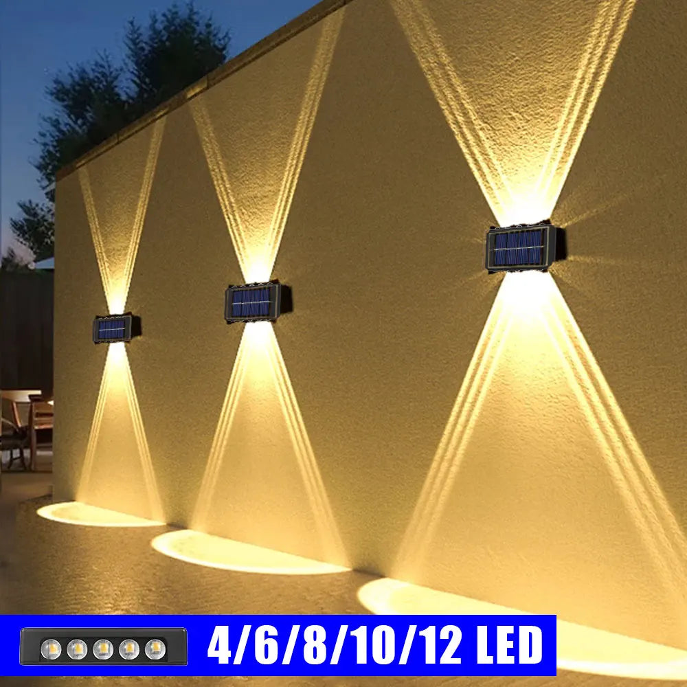 Solar LED Up & Down Wall Lights – Warm White Outdoor Lighting