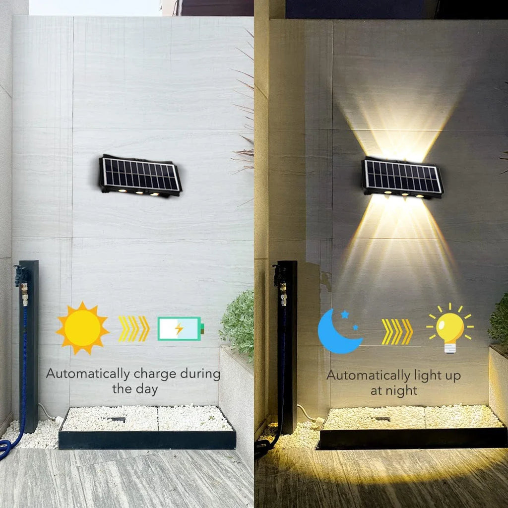 Solar LED Up & Down Wall Lights – Warm White Outdoor Lighting