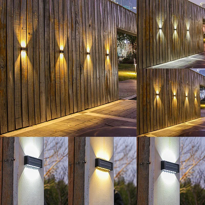 Solar LED Up & Down Wall Lights – Warm White Outdoor Lighting