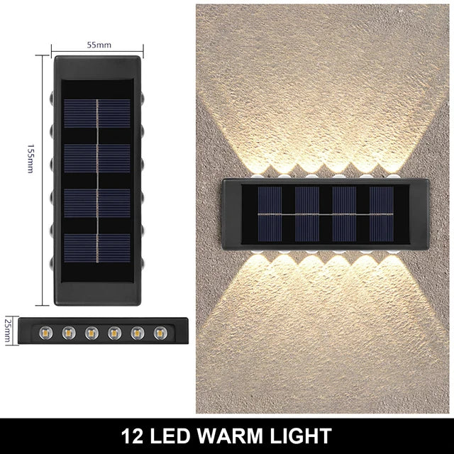 Solar LED Up & Down Wall Lights – Warm White Outdoor Lighting