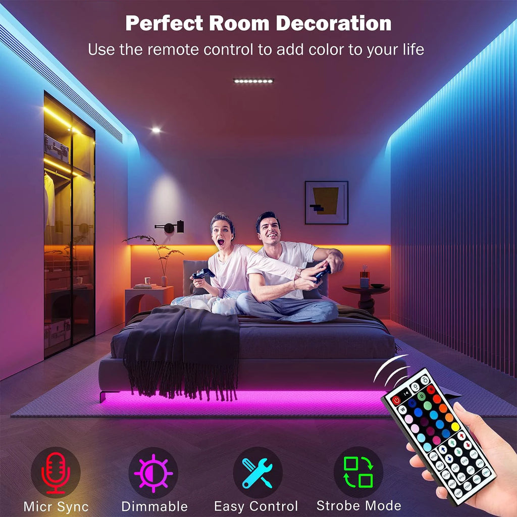 RGB LED Strip Lights with Remote – Colour Changing Room Lighting