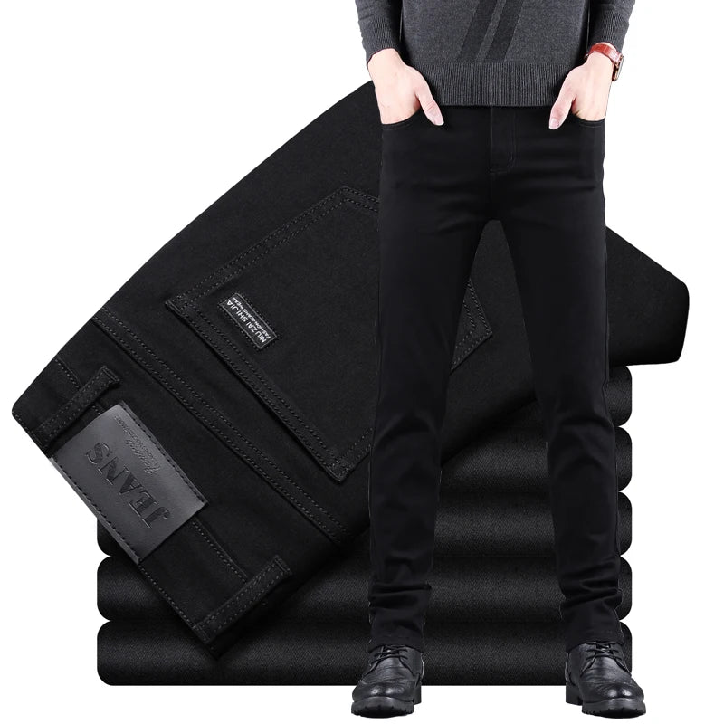 Men's Black Stretch Slim-Fit Jeans