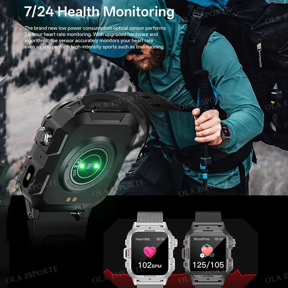 Men's Rugged Smartwatch with GPS & Flashlight