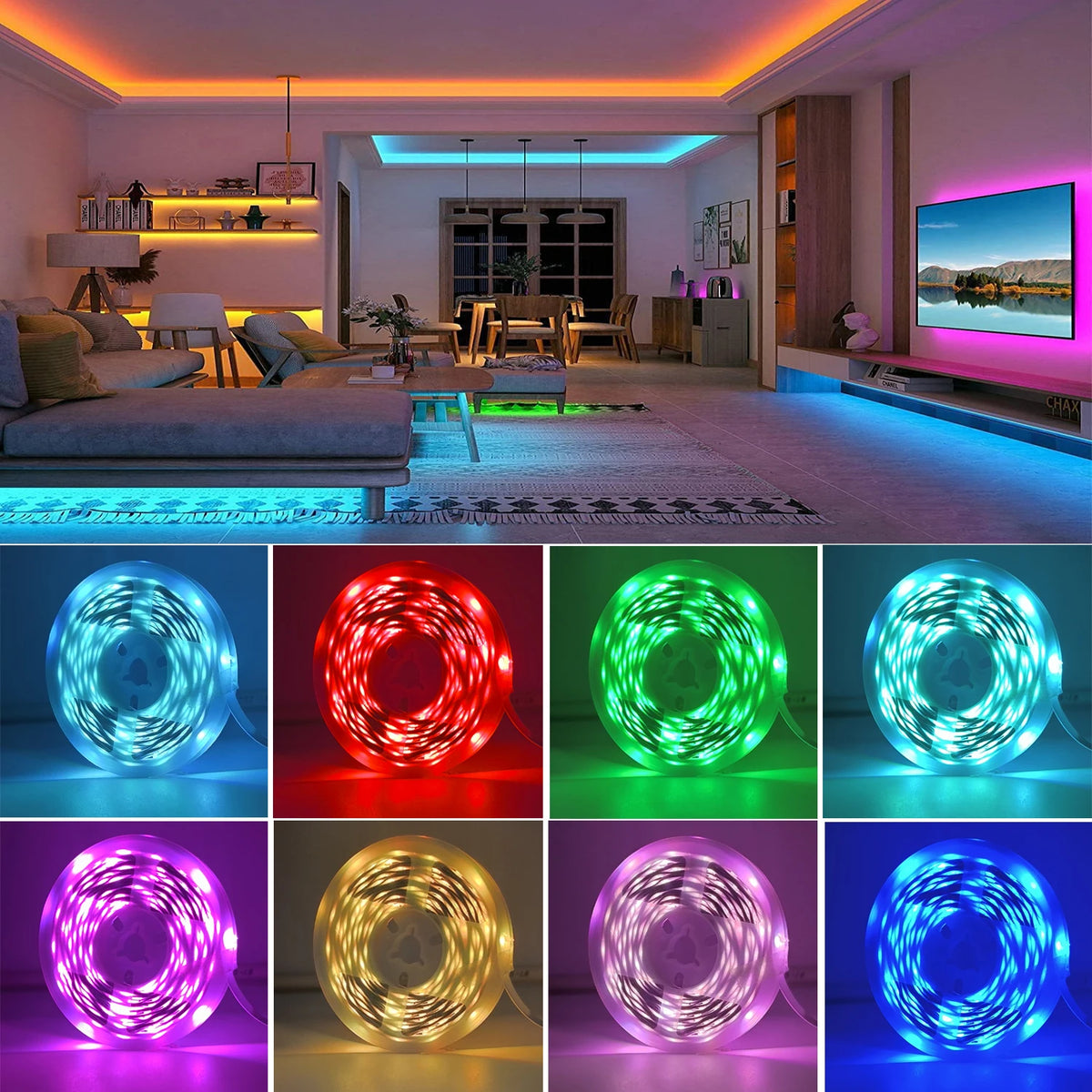 RGB LED Strip Lights with Remote – Colour Changing Room Lighting