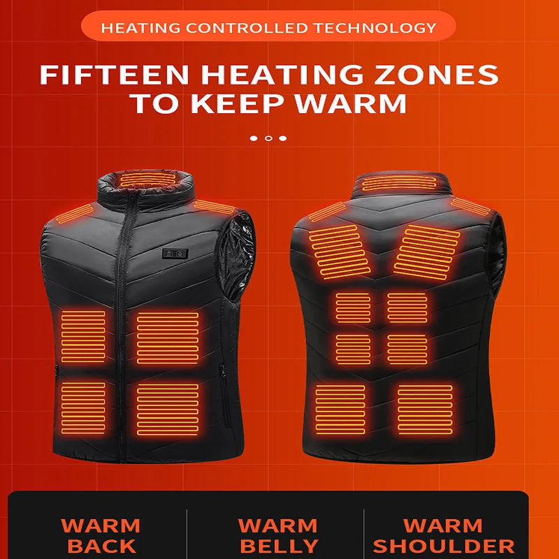 Unisex Electric Heated Vest with 21 Heating Zones