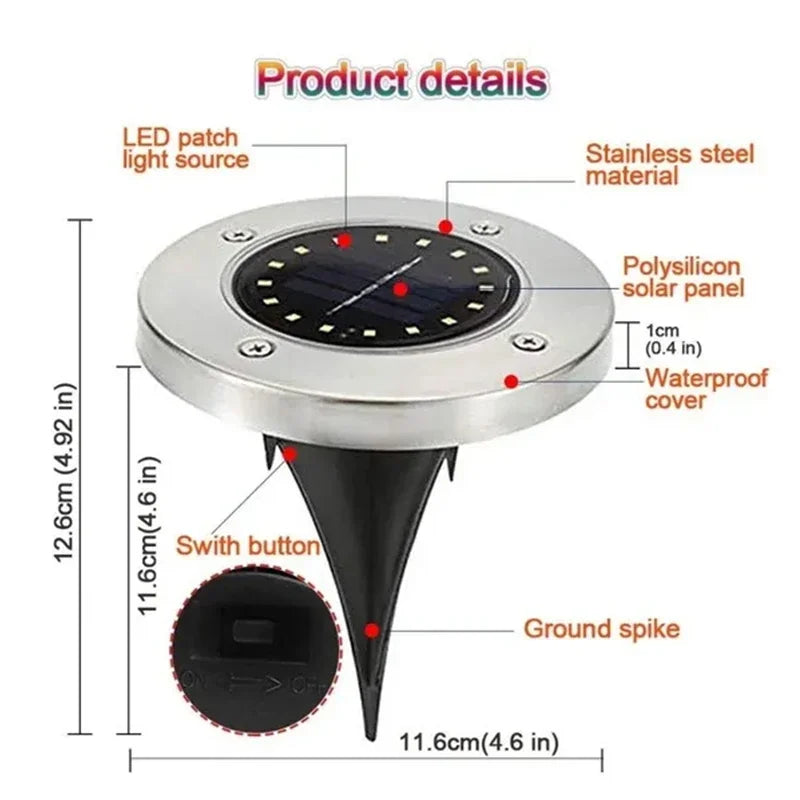 Solar Powered Ground Lights – Waterproof Outdoor Garden & Pathway Lighting