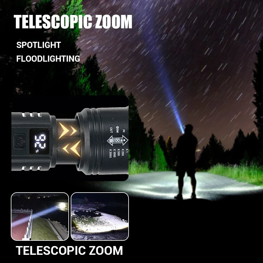 Rechargeable LED Tactical Flashlight with Display