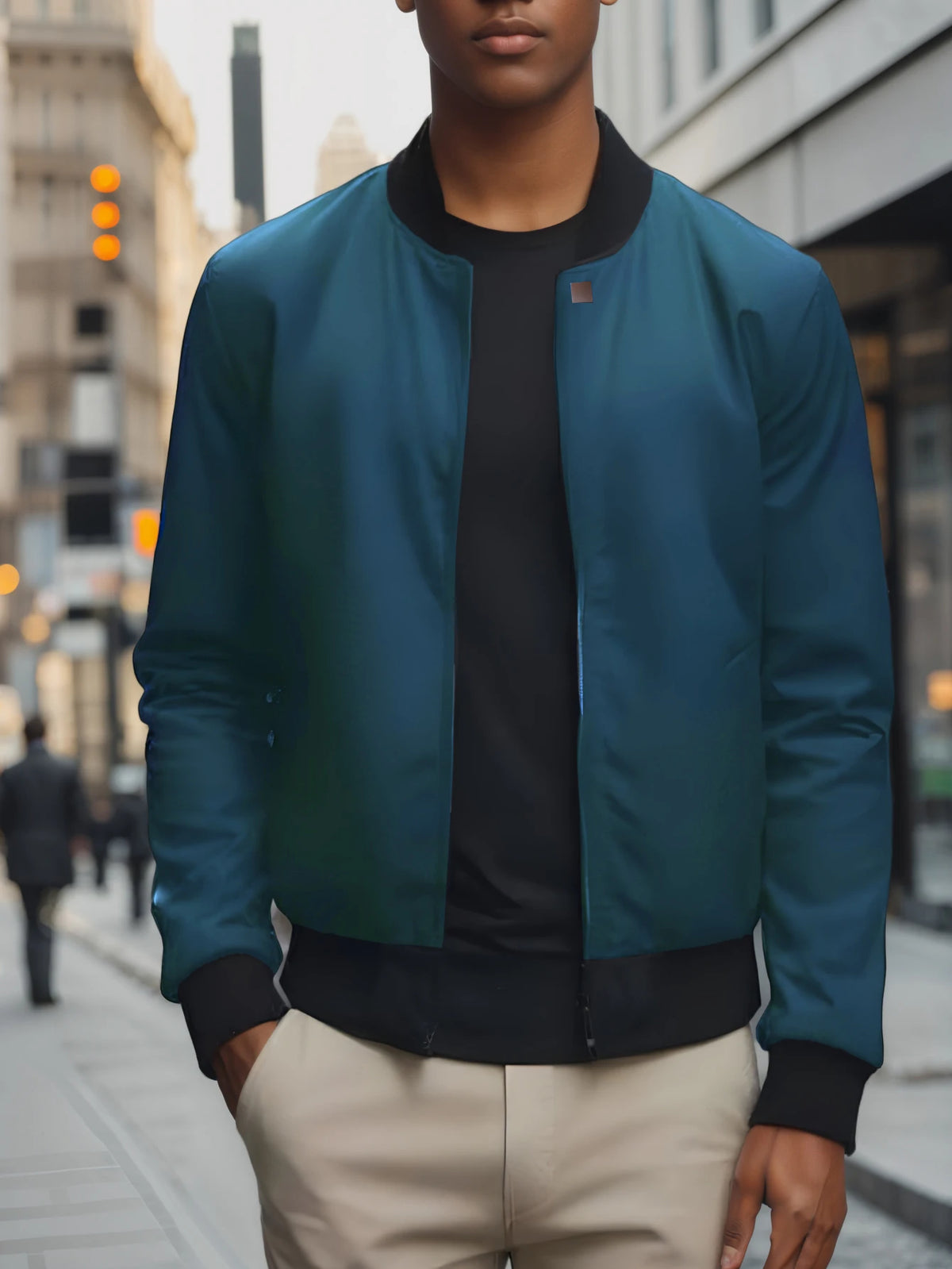 Men's Casual Zip-Up Jacket with Baseball Collar