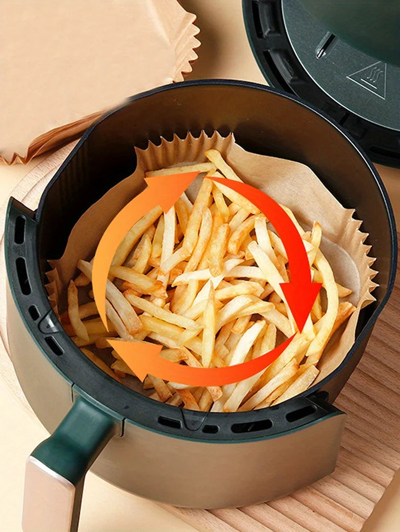 50 Pack Disposable Air Fryer Paper Liners – Non-Stick Baking Sheets