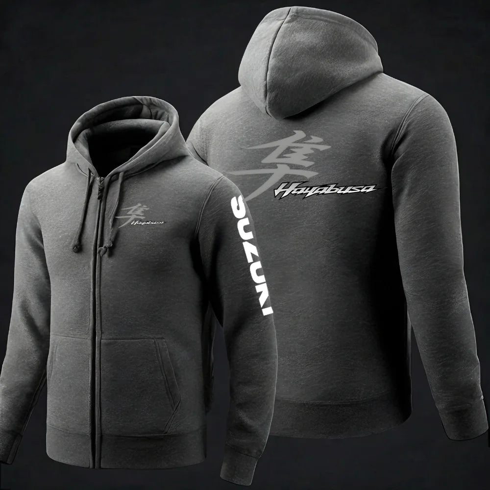 Men's Motorcycle-Inspired Casual Hoodie