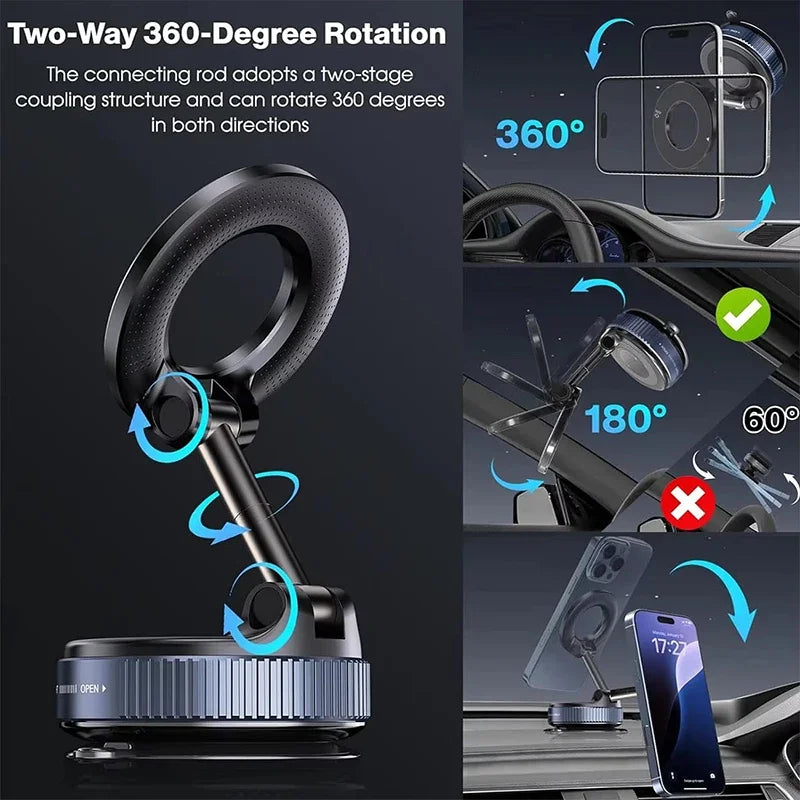 360° Magnetic Vacuum Suction Phone Holder